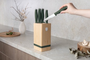 Set cutite 6 piese, cu suport bambus Green Matte Collection Berlinger Haus BH 2751 - Img 8