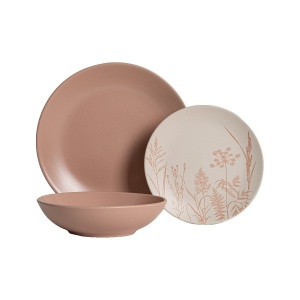 Set de masa Bari, Homla, 18 piese, roz cu motive florale 794292