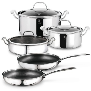 Set oale și tigăi inox 8 piese Eternal Berlinger Haus BH 8959, suprafață 3D antiaderentă, compatibile inducție și cuptor - Img 2