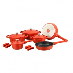 Set oale si tigai marmorate 14 piese Royaly Line RL OS1014 Portocaliu