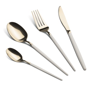 Set tacamuri 24 piese, 6 persoane, auriu lucios cu crem Berlinger Haus BH 3070