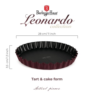 Tava pentru tarta 28 cm Leonardo Berlinger Haus BH 8630, antiaderenta, visiniu
