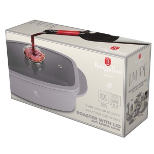 Tavă roaster cu capac 32x21 cm, 6L – Berlinger Haus Taupe Collection BH 8778, gri, antiaderentă, ideală pentru friptură la cuptor, cu strat titan - Img 2