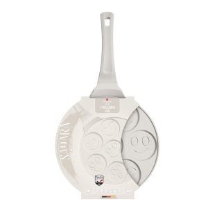 Tigaie cu 7 forme emoji pentru clatite 26 cm Sahara Berlinger Haus BH 7792, antiaderenta, crem