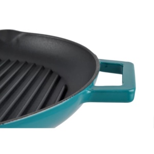 Tigaie fonta grill cu manere 31 cm Turqoise Perfect Home 17817, ideala pentru a gati carne si legume la grill pe toate tipurile de plite - Img 2