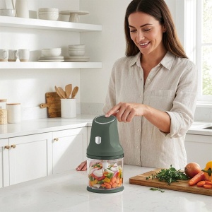 Tocător electric 2 în 1, 300 W, bol 1 L – Berlinger Haus Green Matte BH 9889, verde mat, 4 lame inox, 2 viteze - Img 7