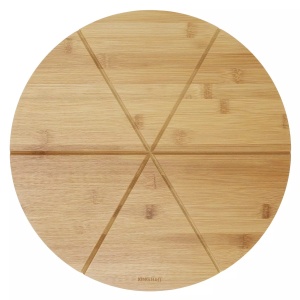 Tocător pentru pizza din bambus, Ø 35 cm – Kinghoff KH-1565, 6 secțiuni marcate