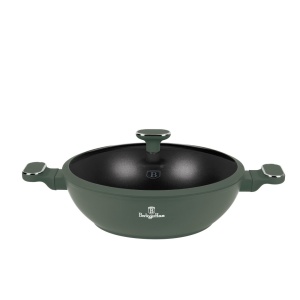 Wok cu capac 30 cm – Berlinger Haus Green Matte BH 8160, verde mat, antiaderent titan, compatibil inducție - Img 3