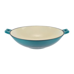 Wok fonta emailat 37x9,5 cm, 5.6 L Turqoise Perfect Home 17819