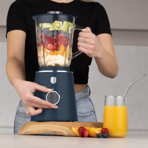 Blender de masă cu bol de sticlă – Berlinger Haus Deep Sea BH 9824, albastru mat, lamă metalică - Img 6