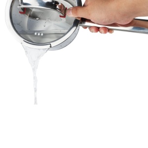 Cratiță cu coadă inox 304 cu capac 16 cm, 1,6 L, pentru inducție – VCASA Sierra 90101, capac din sticlă cu strecurătoare - Img 7