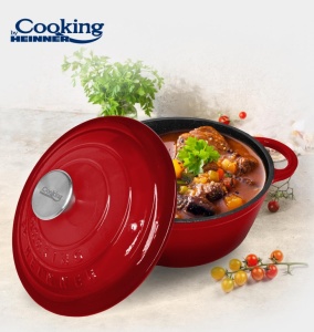 Cratita Fonta Emailata+Capac 20x10 Cm, 2.4 L, Red Line, Cooking By Heinner HR-KN-C24