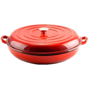 Cratita fonta emailata cu capac pentru friptura 40 cm 5L Perfect Home 14754, rosie