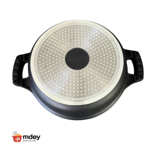 Cratiță marmorată cu capac 3L, 26 cm – Royalty Line RL-BR26CM, antiaderentă, ușor de curățat - Img 4