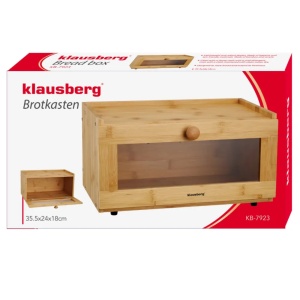 Cutie pentru pâine din bambus cu front acrilic, 35.5×24×18 cm, Klausberg KB-7923 - Img 2