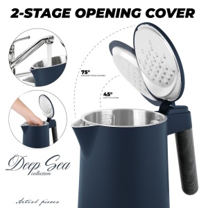 Fierbător de apă cu pereți dubli 1,7 L Deep Sea Berlinger Haus BH 9960, 2200 W, albastru mat - Img 4