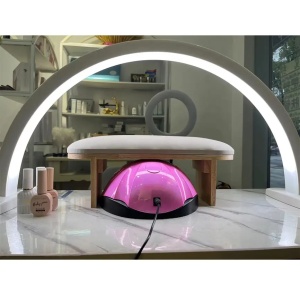 Lampa cu banda led, 30 inch, semiluna, moonlight, pentru salon manichiura - alba - Mdey Light