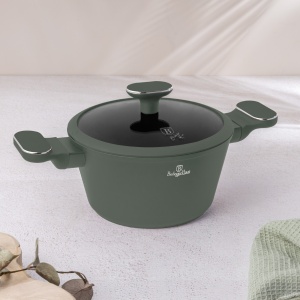 Oală cu capac 20 cm, 2.5L – Berlinger Haus Green Matte Collection BH 8200, verde, cu strat antiaderent din titan, design modern, compatibilă cu toate plitele - Img 6