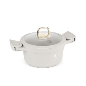 Oala cu capac si manere de silicon detasabile 20 cm, 2,8L Sahara Berlinger Haus BH 7786, antiaderenta, crem