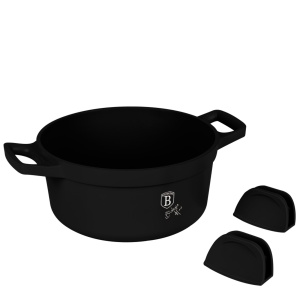 Oala cu capac si manere de silicon detasabile 24 cm, 4,4L Black Rose Berlinger Haus BH 1457, antiaderent, negru