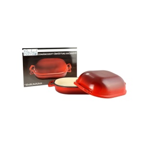 Oala fonta emaila pentru cuptor cu capac rosie Perfect Home 15025