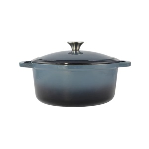 Oala fonta emailata cu capac, 5.2 L , 26 cm Perfect Home 14611, albastra, compatibila cuptor si toate tipurile de plite - Img 1