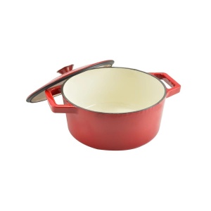 Oală fontă emailată Perfect Home 12968, cu capac, 24 cm, 4 L, roșie - Img 3