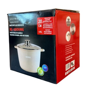 Oală înaltă marmorată cu capac 20 cm, 4 L – Royalty Line AD20MG, crem, antiaderentă, compatibilă inducție - Img 12