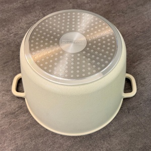 Oală înaltă marmorată cu capac 28 cm, 10,2 L – Royalty Line AD28MG, crem, antiaderentă, compatibilă inducție - Img 2