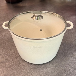 Oală înaltă marmorată cu capac 32 cm, 14 L – Royalty Line AD32MG, crem, antiaderentă, compatibilă inducție - Img 4