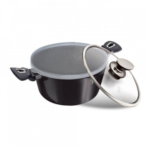 Oala marmorata cu capac 24 cm Carbon Pro Berlinger Haus BH 6893
