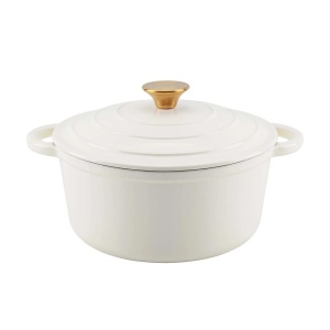 RESIGILAT - Oala fonta emailata cu capac Perfect Home 17922 28 cm, 6L, crem - Img 8
