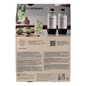 Set 2 sticle carbonatare, plastic, 1L, AlbNegru Sodastream 1042202400 - Img 4