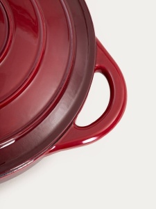 Set 4 vase din fontă emailată Homla Andreas, vișiniu ombre: oală 24 cm 4 L, oală joasă 28 cm, oală ovală 4,5 L și tigaie 26 cm - Img 13