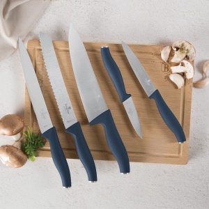 Set 5 cuțite din inox cu tocător din bambus – Berlinger Haus Deep Sea BH 3142, albastru mat, mâner soft-touch - Img 5