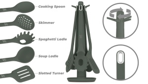 Set 5 ustensile de bucătărie cu suport rotativ – Berlinger Haus Green Matte LP-BH-265, verde mat, rezistente până la 230°C - Img 9