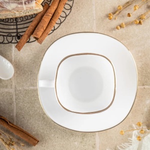 Set cesti cafea 12 piese, opal, alb cu auriu, 220 ml Kinghoff KH-1930 - Img 6
