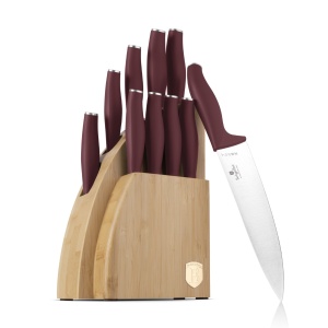 Set cutite 10 piese Leonardo Berlinger Haus BH 2980, visiniu, suport lemn