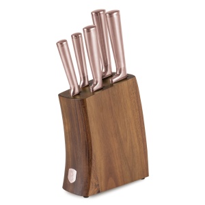 Set cutite 6 piese Taupe Berlinger Haus BH 3126, suport salcam, otel inoxidabil