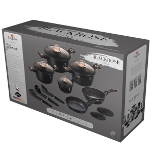 Set oale 15 piese Black Rose Berlinger Haus BH 8234, antiaderente, titan