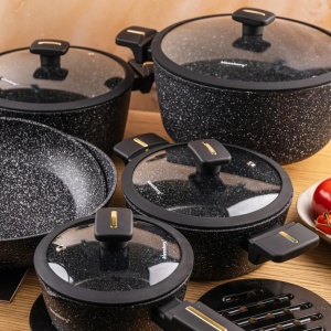 Set oale marmorate cu capace 12 peise Klausberg KB-7968, negru - Img 7