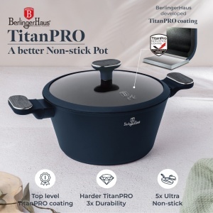 Set oale si tigai cu capace si ustensile 15 piese Deep Sea Berlinger Haus BH 8382, albastru mat, antiaderente, compatibile inductie - Img 5