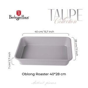 Tava dreptunghiulara 40x28 cm Taupe Berlinger Haus BH 7903, antiaderenta, gri