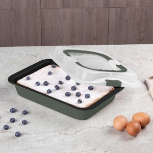 Tavă dreptunghiulară pentru copt cu capac plastic, Green Matt Berlinger Haus BH 8637 - Img 4