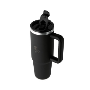 Termos 1L Matte Black Collection BH 8833P, cu maner si pai, negru mat - Img 7