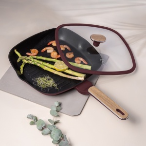 Tigaie grill cu capac 28 cm Leonardo Nordic Berlinger Haus BH 8298, visiniu mat, compatibila inductie - Img 4
