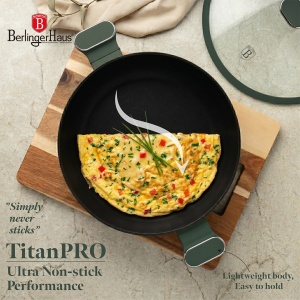 Wok cu capac 30 cm – Berlinger Haus Green Matte BH 8160, verde mat, antiaderent titan, compatibil inducție - Img 10