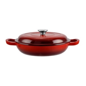 Cratiță din fontă emailată cu capac 27 cm – Perfect Home 10133, roșie, ideală pentru friptură la cuptor, păstrează aromele