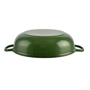 Cratita fonta emailata cu capac pentru friptura, 31,5x8,5 cm, Perfect Home 80057, verde