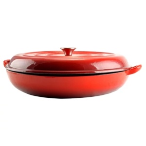 Cratita fonta emailata cu capac pentru friptura 40 cm 5L Perfect Home 14754, rosie